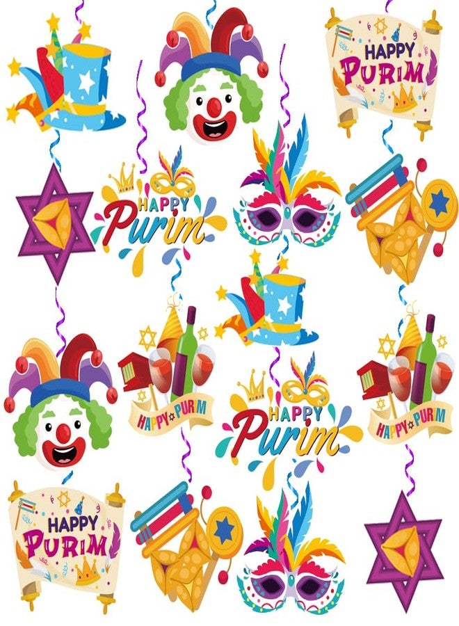CINRAY Purim Decorations Happy Purim Hanging Swirls Decoration Jewish Carnival Holiday Party Decoration Purims Party Decorations for Home (colorful) - Image 1